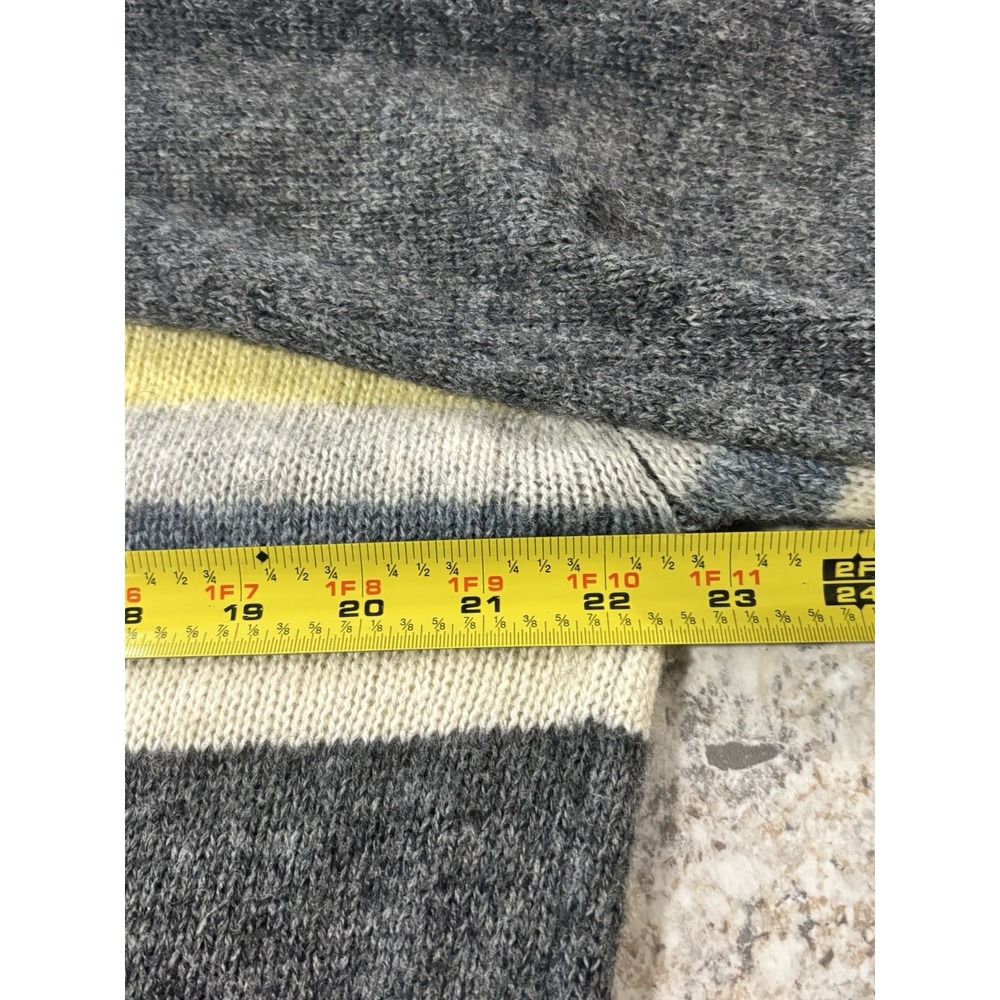 Vintage Wool Blend Grandpa Sweater XL Gray Striped Crewneck Retro 70/30 - Picture 5 of 7